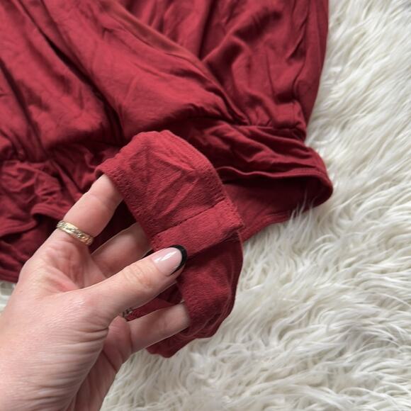 Lulus Red Wrap Bodysuit Short Sleeve - Picture 4 of 7